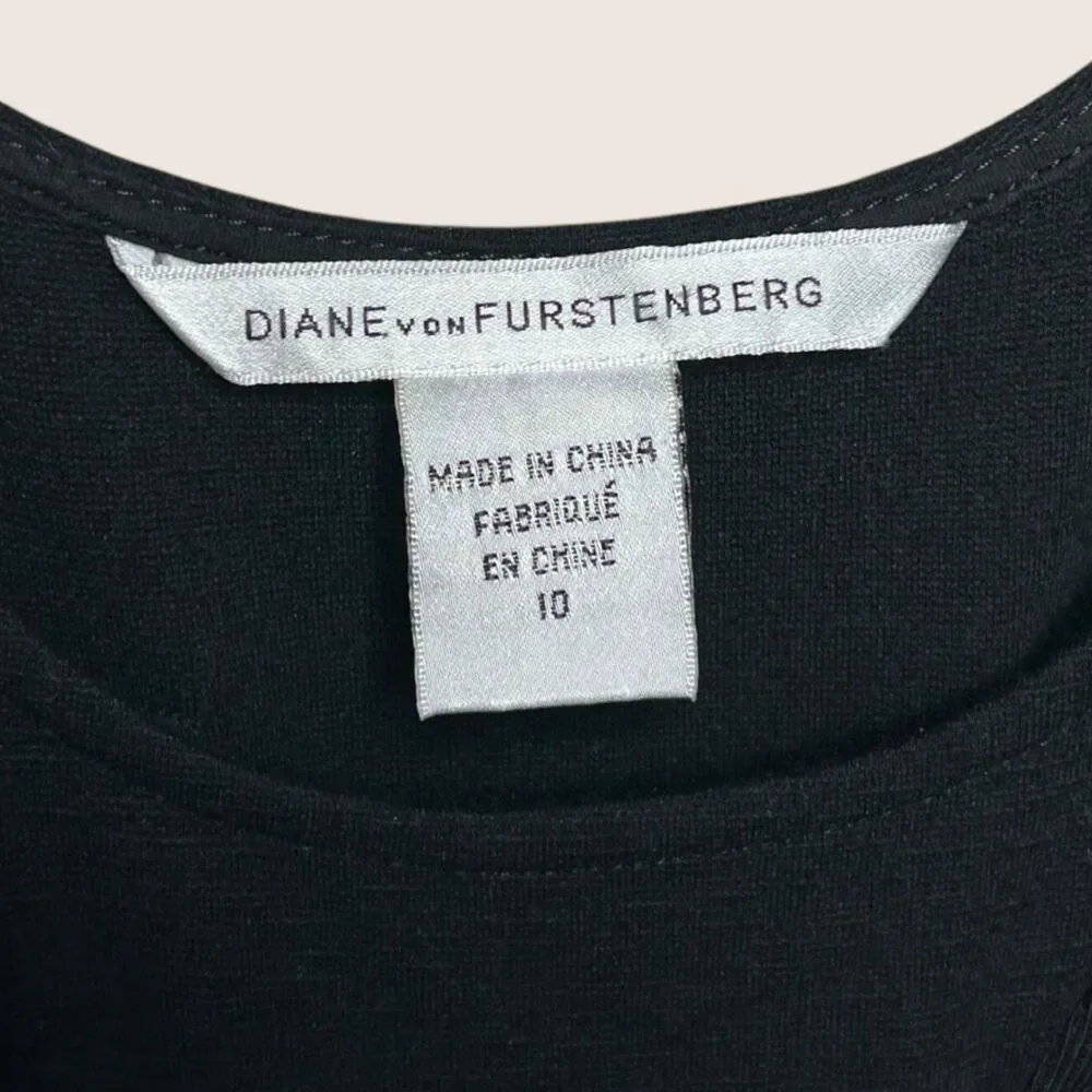 🖤 DIANE VON FURSTENBURG DVF RUCHED BODY CON WOOL BLEND TANK DRESS SIZE 10 - Picture 7 of 7